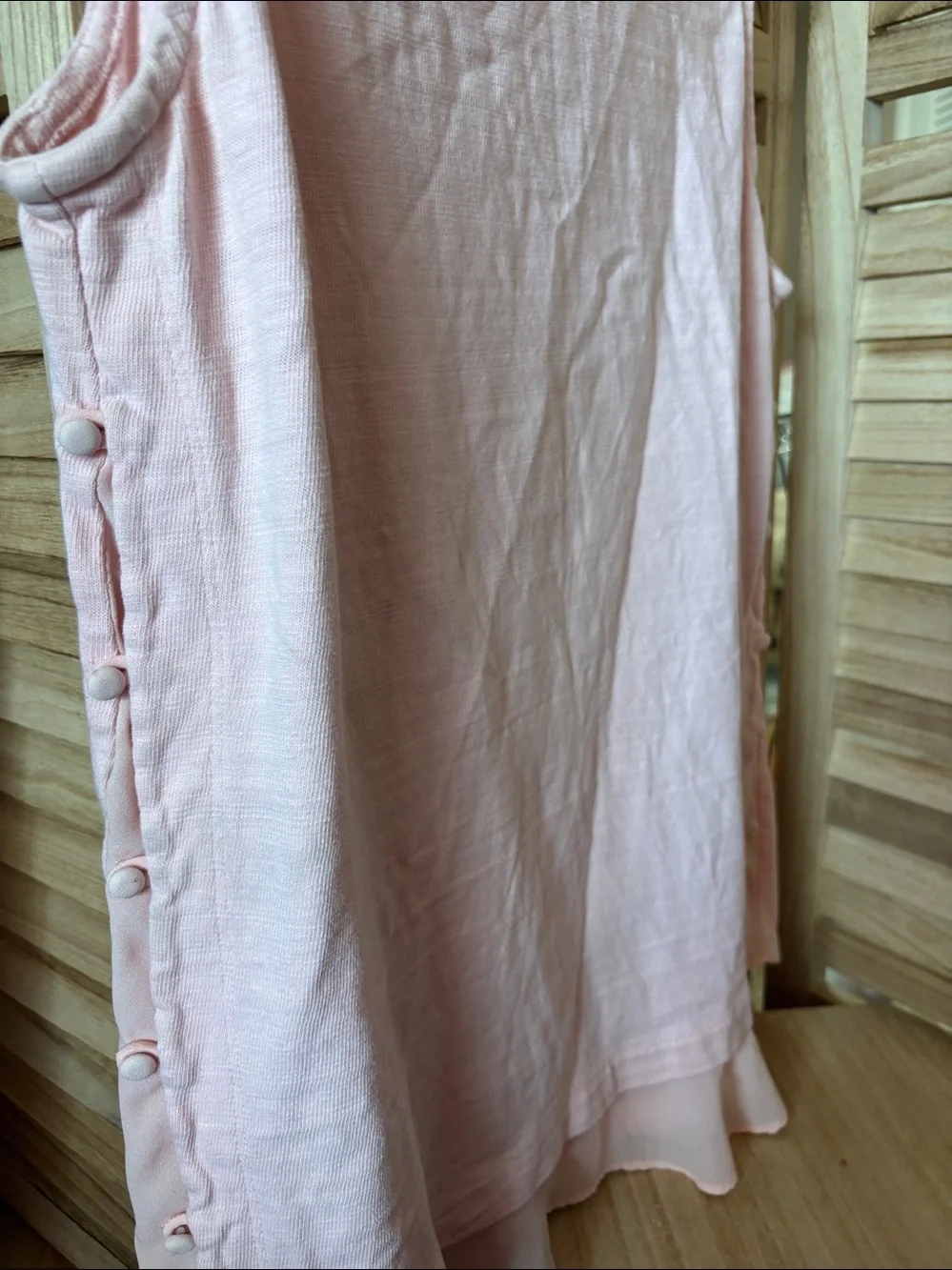 LOFT Light Pink Layered Button-Side Tank Medium